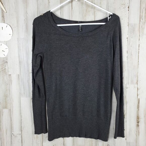 Ravel Button Detail Sweater Dark Gray Size XS - Picture 1 of 10